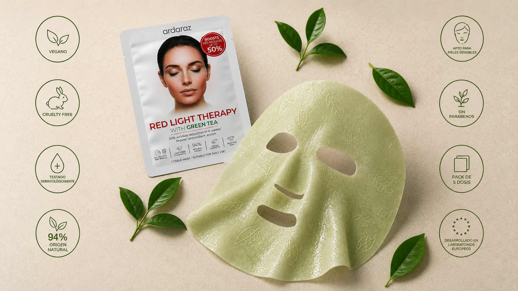 Sellos del producto: vegano, cruelty free, dermatológicamente testado y más